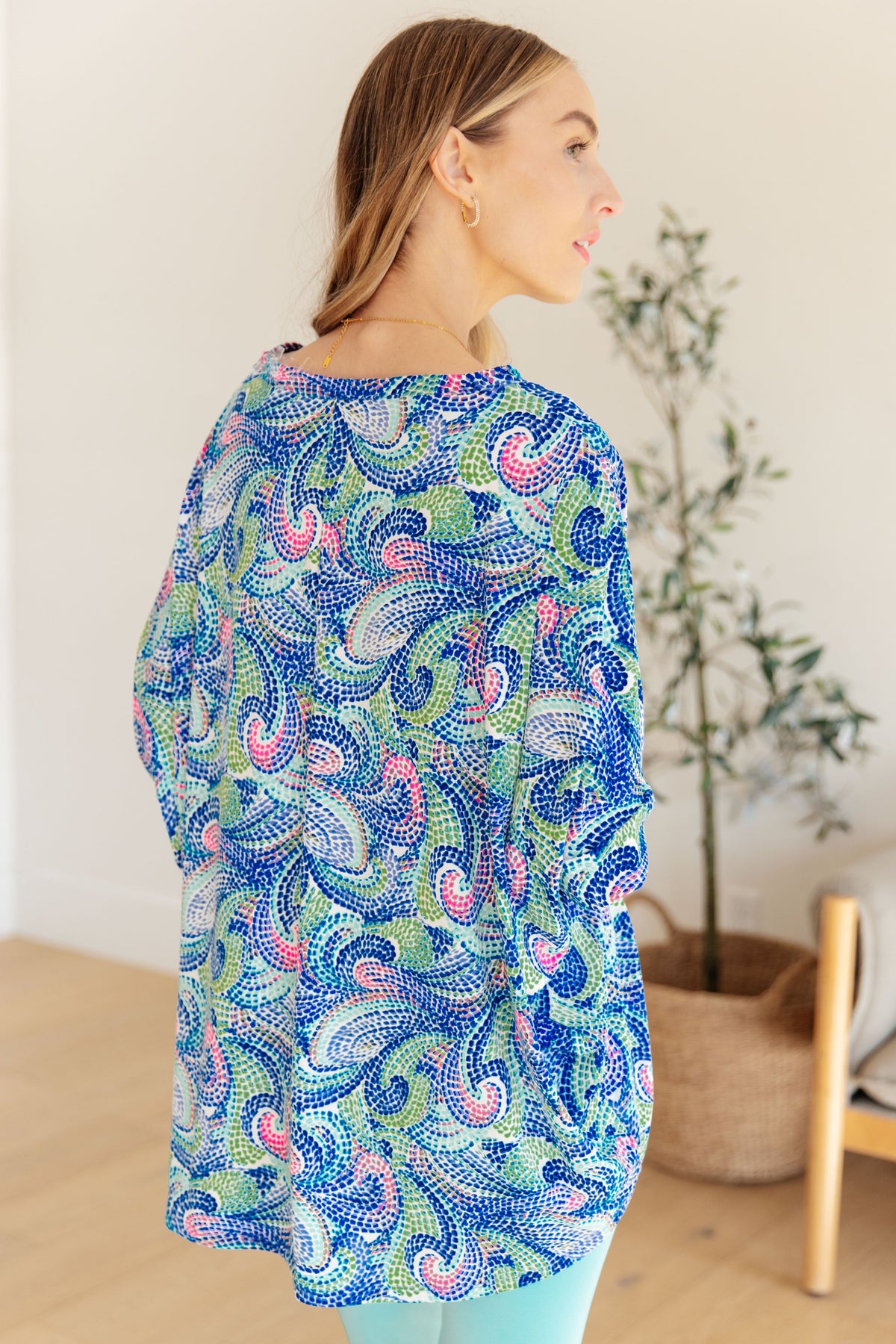 Essential Blouse in Painted Blue Mix - Mack and Mav Boutique