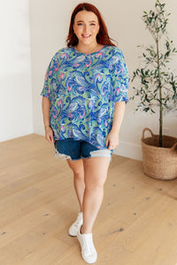 Essential Blouse in Painted Blue Mix - Mack and Mav Boutique