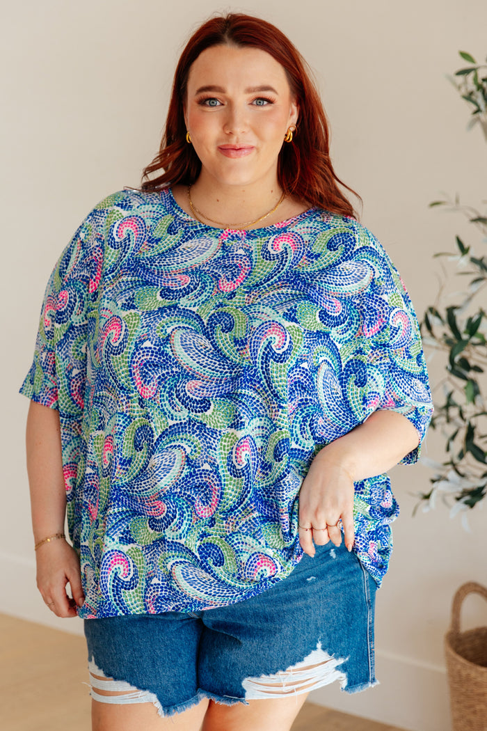 Essential Blouse in Painted Blue Mix - Mack and Mav Boutique