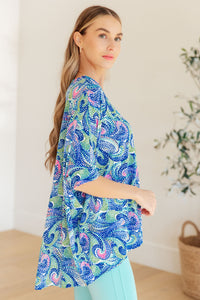 Essential Blouse in Painted Blue Mix - Mack and Mav Boutique