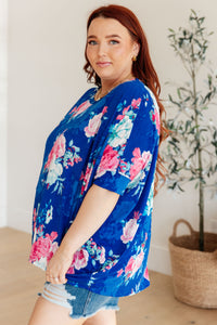 Essential Blouse in Royal and Pink Floral - Mack and Mav Boutique