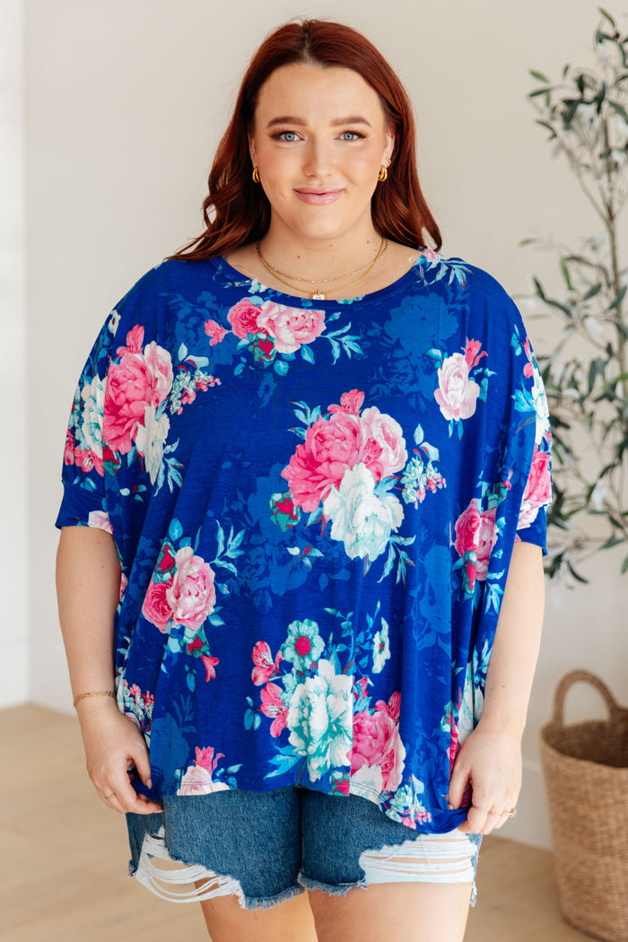 Essential Blouse in Royal and Pink Floral - Mack and Mav Boutique