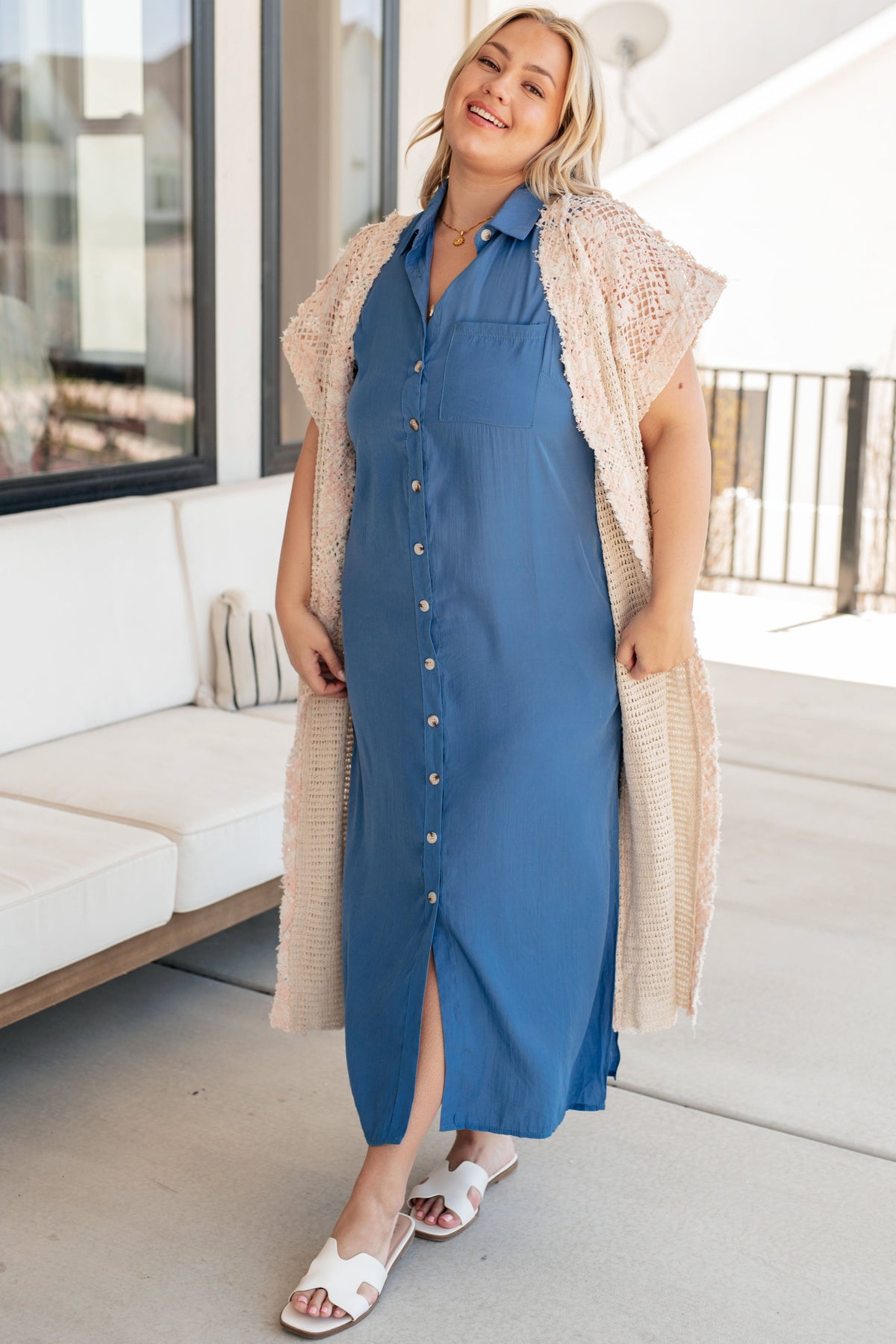 Harper Button Front Dress - Mack and Mav Boutique
