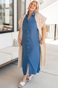 Harper Button Front Dress - Mack and Mav Boutique