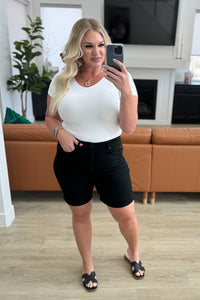 Ava High Rise Control Top Cuffed Shorts in Black - Mack and Mav Boutique
