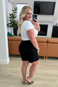 Ava High Rise Control Top Cuffed Shorts in Black - Mack and Mav Boutique