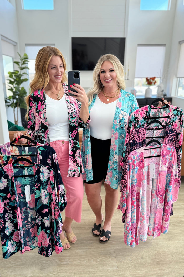 Lizzy Cardigan in Pink Patchwork Floral - Mack and Mav Boutique