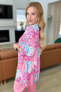 Lizzy Cardigan in Pink Patchwork Floral - Mack and Mav Boutique