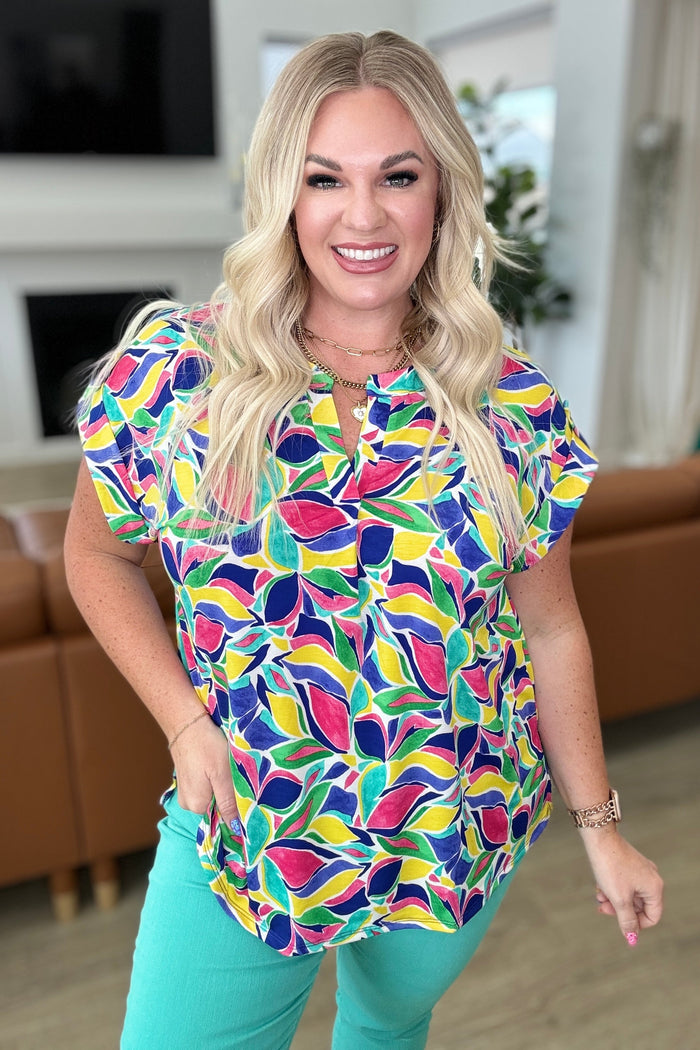Lizzy Cap Sleeve in Royal and Magenta Mod Floral - Mack and Mav Boutique
