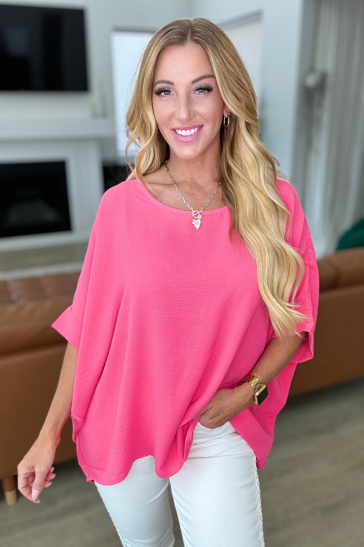 Feels Like Me Dolman Sleeve Top in Bubble Gum Pink - Mack and Mav Boutique