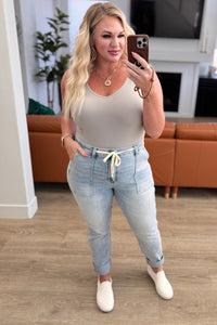 Cooper High Rise Vintage Denim Jogger - Mack and Mav Boutique