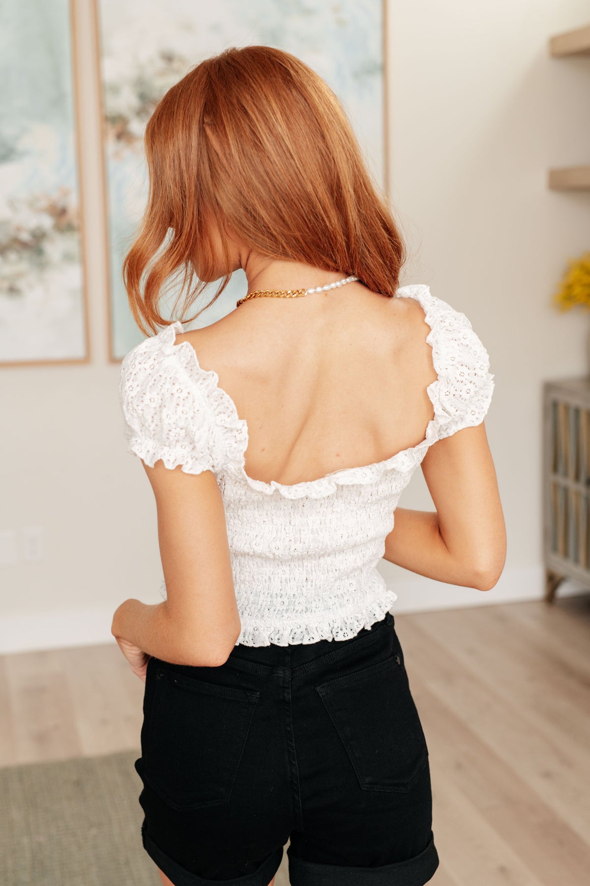 In Fair Verona Button Up Crop in Off White - Mack and Mav Boutique