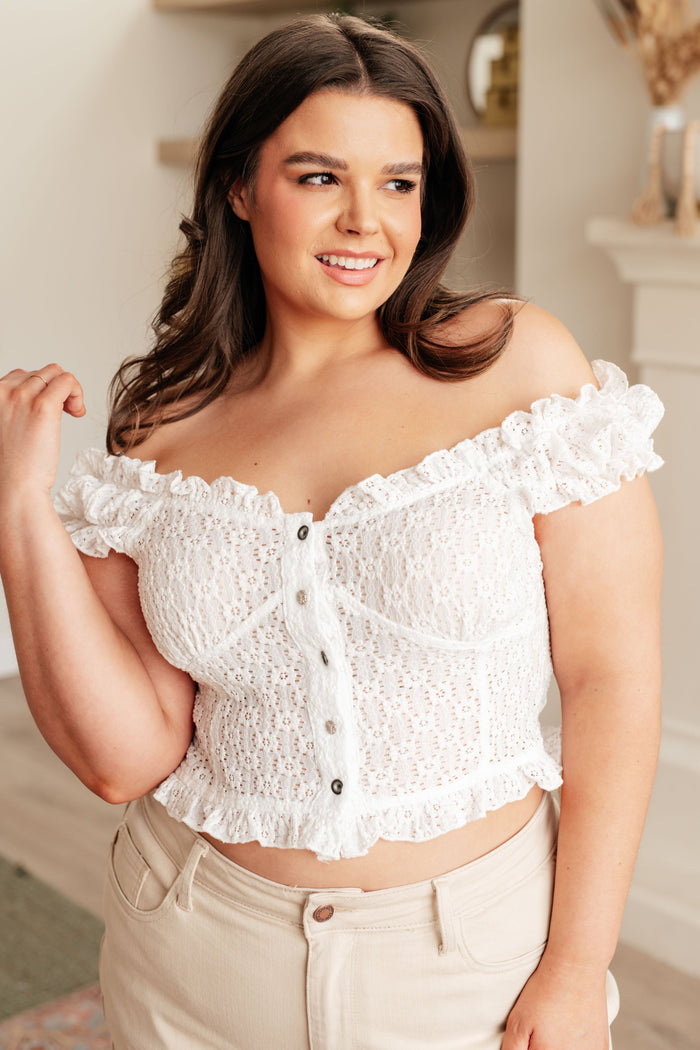 In Fair Verona Button Up Crop in Off White - Mack and Mav Boutique