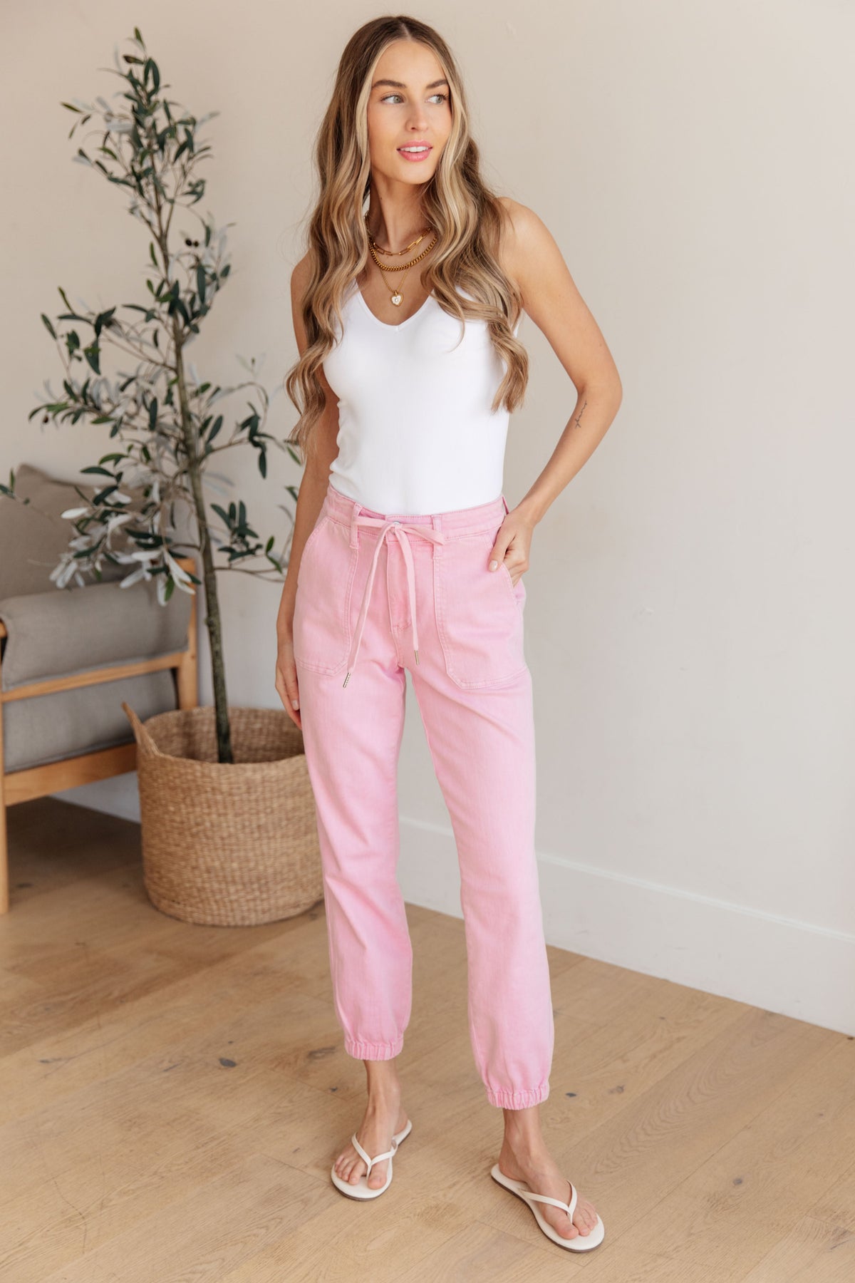 Regina High Rise Garment Dyed Denim Jogger - Mack and Mav Boutique