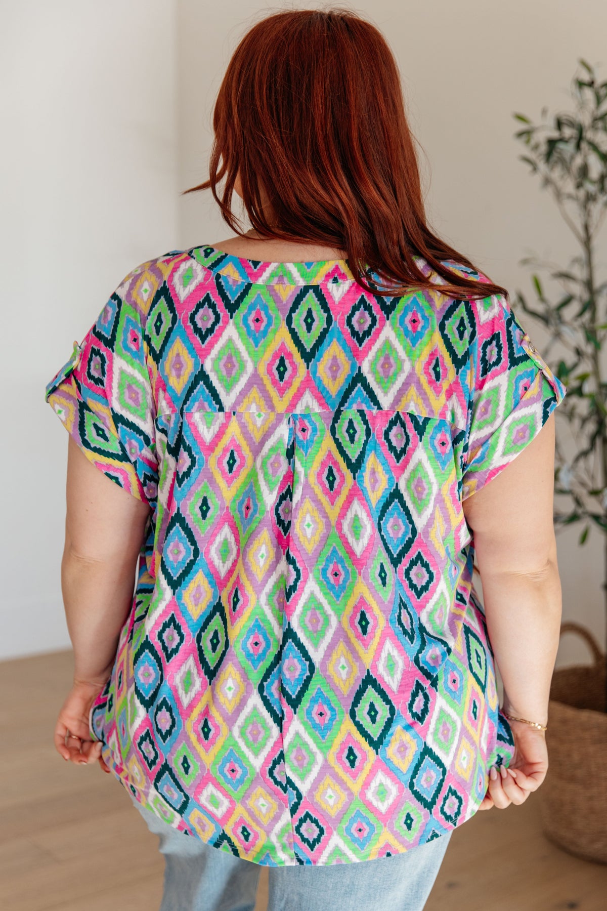 Lizzy Cap Sleeve Top in Lavender Ikat - Mack and Mav Boutique