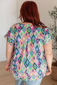 Lizzy Cap Sleeve Top in Lavender Ikat - Mack and Mav Boutique