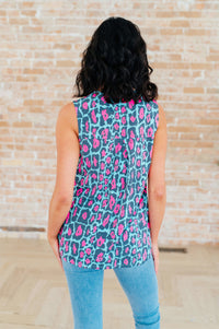 Lizzy Tank Top in Mint and Pink Leopard - Mack and Mav Boutique