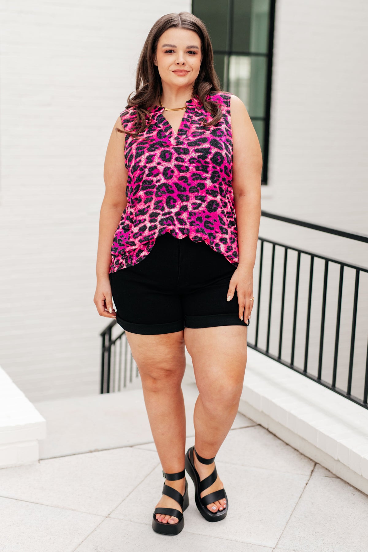 Lizzy Tank Top in Pink Multi Leopard - Mack and Mav Boutique