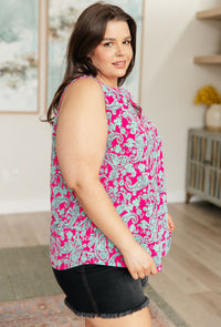 Lizzy Tank Top in Pink and Mint Paisley - Mack and Mav Boutique