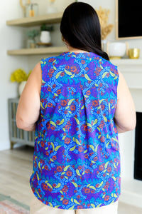 Lizzy Tank Top in Royal and Red Abstract - Mack and Mav Boutique