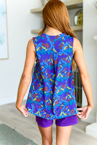 Lizzy Tank Top in Royal and Red Abstract - Mack and Mav Boutique