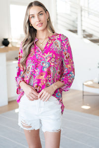 Lizzy Top in Magenta Floral Paisley - Mack and Mav Boutique