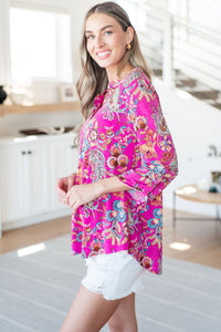 Lizzy Top in Magenta Floral Paisley - Mack and Mav Boutique
