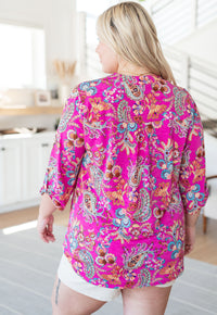 Lizzy Top in Magenta Floral Paisley - Mack and Mav Boutique