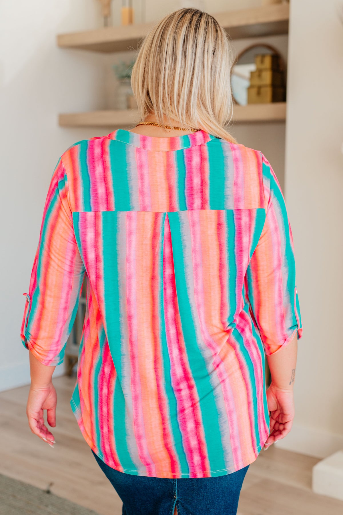 Lizzy Top in Ombre Mint Stripe - Mack and Mav Boutique