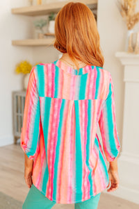 Lizzy Top in Ombre Mint Stripe - Mack and Mav Boutique