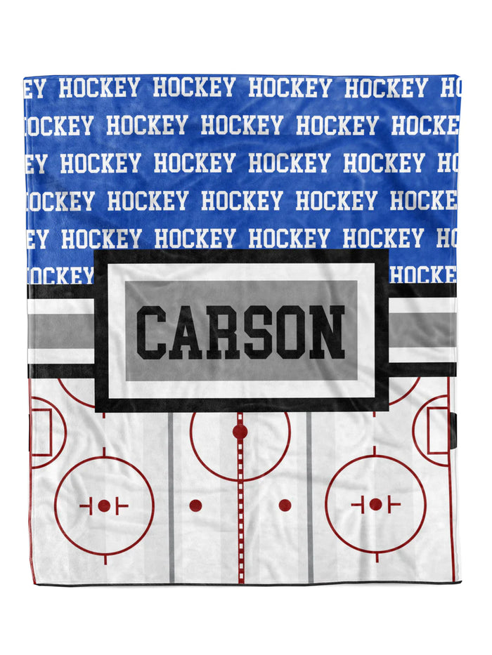Hockey Minky Custom Blanket - Mack and Mav Boutique