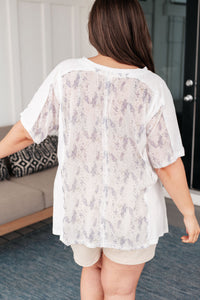 Mention Me Floral Accent Top in Ivory - Mack and Mav Boutique
