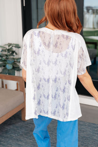 Mention Me Floral Accent Top in Ivory - Mack and Mav Boutique