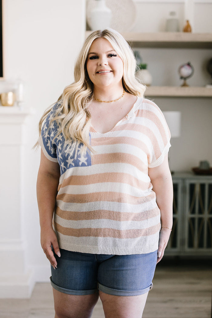 Old Glory Sleeveless Sweater - Mack and Mav Boutique