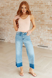 Olivia High Rise Wide Leg Crop Jeans in Medium Wash - Mack and Mav Boutique