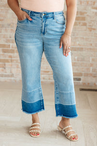 Olivia High Rise Wide Leg Crop Jeans in Medium Wash - Mack and Mav Boutique