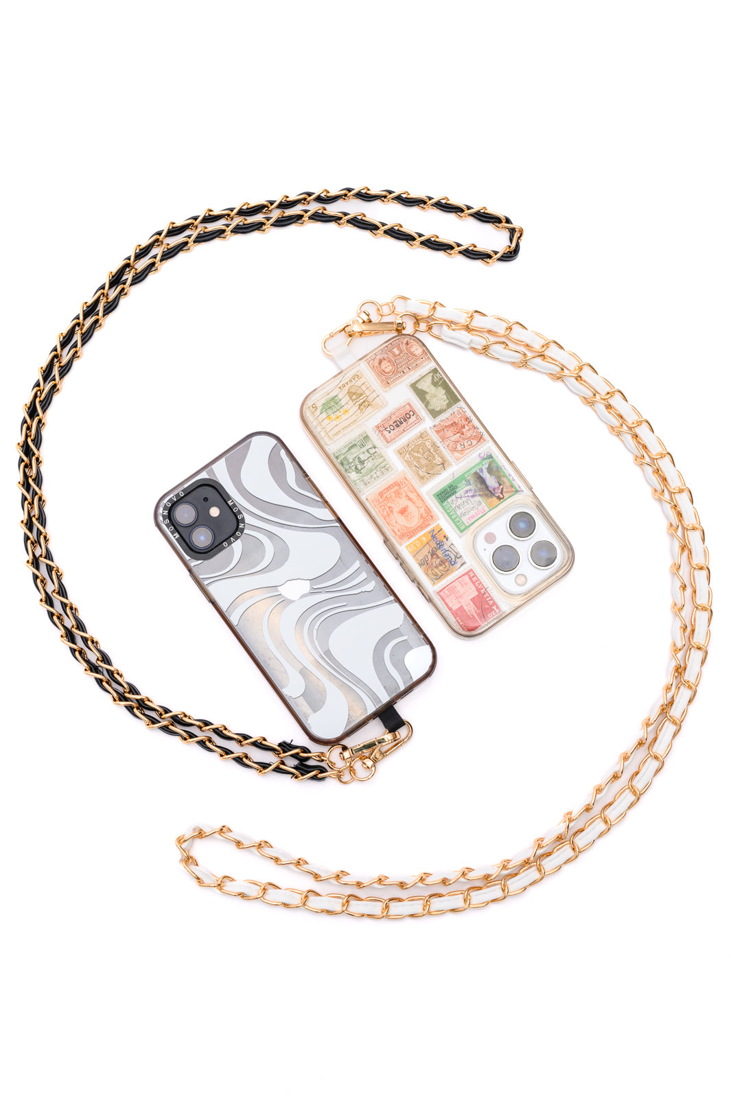 PU Leather Gold Chain Cell Phone Lanyard Set of 2 - Mack and Mav Boutique