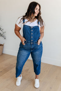Priscilla High Rise Crop Wide Leg Denim Overalls - Mack and Mav Boutique