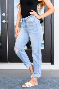 Sam Mid Rise Star Pocket Boyfriend Jeans - Mack and Mav Boutique