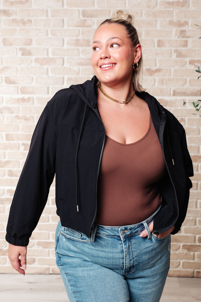 Sky of Only Clouds Zip Up in Black - Mack and Mav Boutique