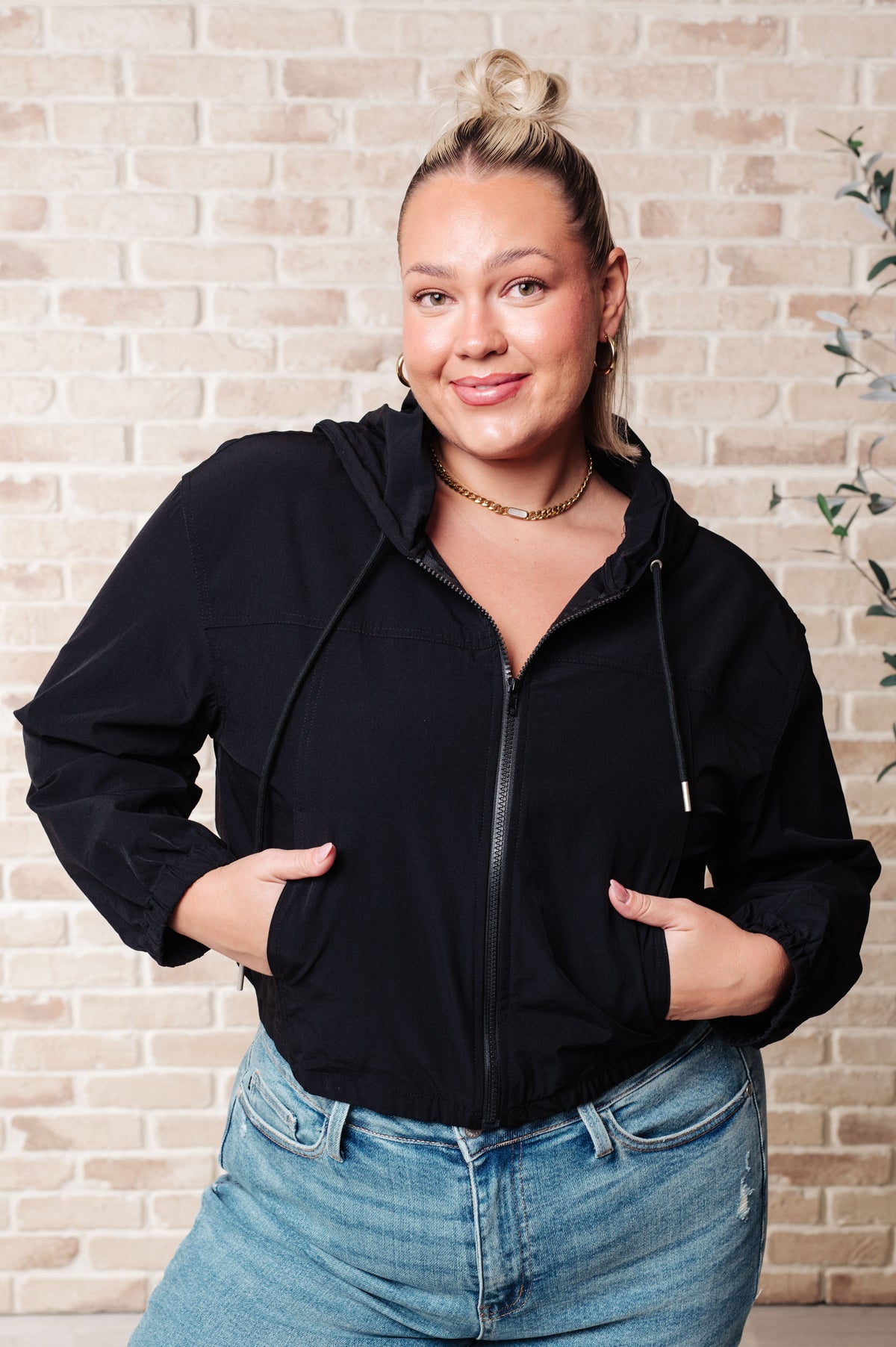 Sky of Only Clouds Zip Up in Black - Mack and Mav Boutique