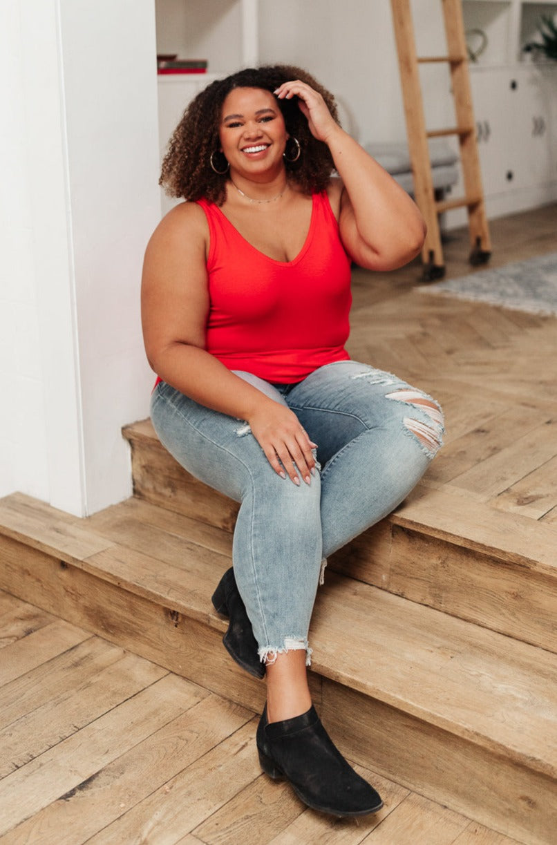 Stay Easy Tank In Cherry - Mack and Mav Boutique