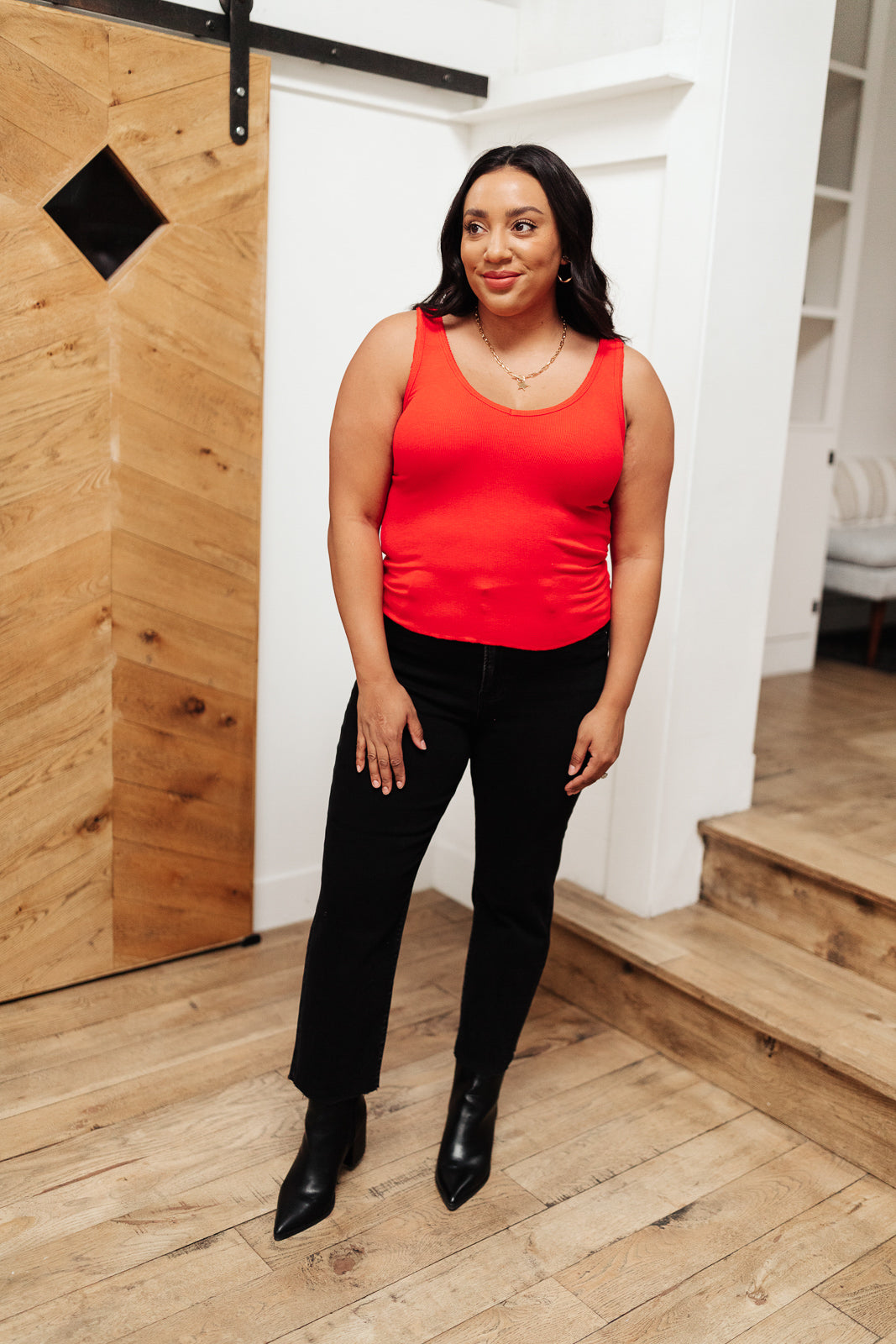 Stay Easy Tank In Cherry - Mack and Mav Boutique