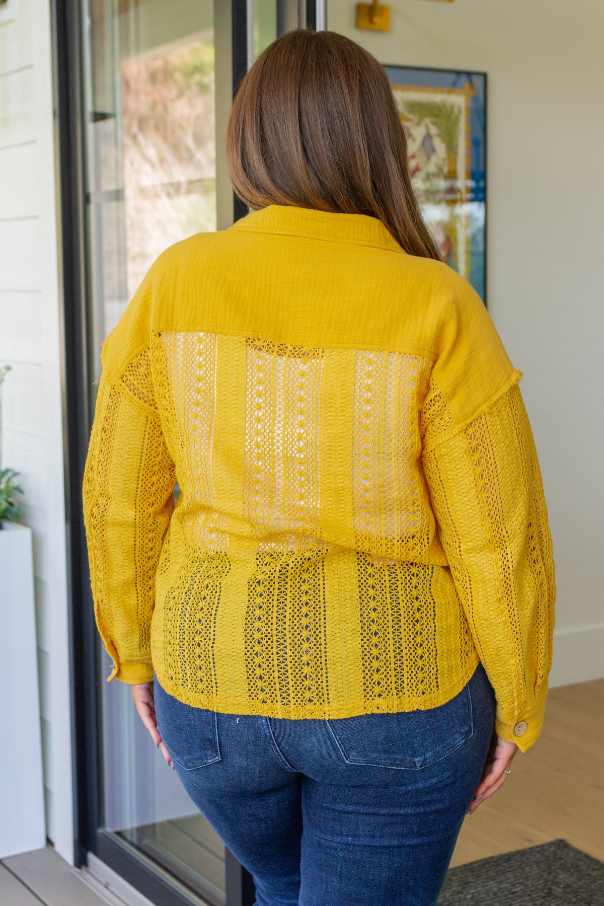 Sweeter Than Nectar Lace Button Down in Honey - Mack and Mav Boutique