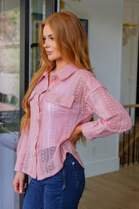 Sweeter Than Nectar Lace Button Down in Rose - Mack and Mav Boutique