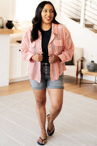 Sweeter Than Nectar Lace Button Down in Rose - Mack and Mav Boutique