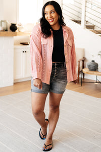 Sweeter Than Nectar Lace Button Down in Rose - Mack and Mav Boutique