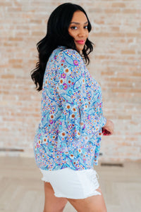 Willow Bell Sleeve Top in Retro Ditsy Floral - Mack and Mav Boutique