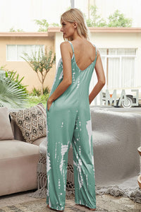 Tie-Dye Spaghetti Strap Jumpsuit with Pockets - Mack and Mav Boutique