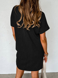 Round Neck Short Sleeve Mini Dress - Mack and Mav Boutique